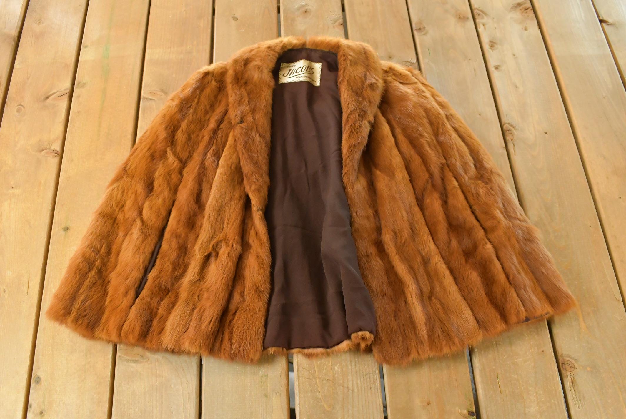 Vintage 1970s Jacobs Mink Fur Stole Cape Jacket Women's Large