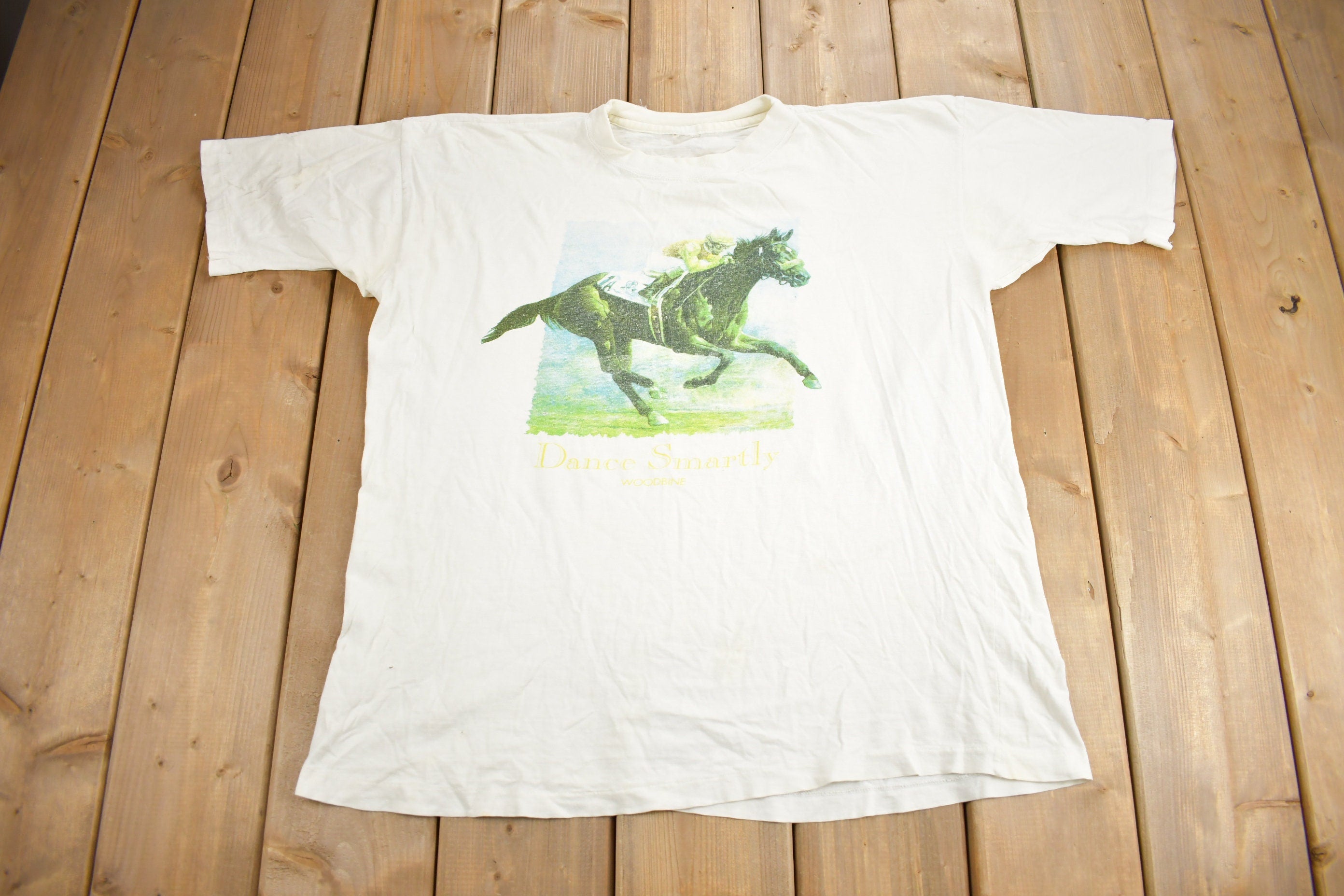 Vintage 1990s Dance Smartly Woodbine Horse Racing Graphic T Shirt