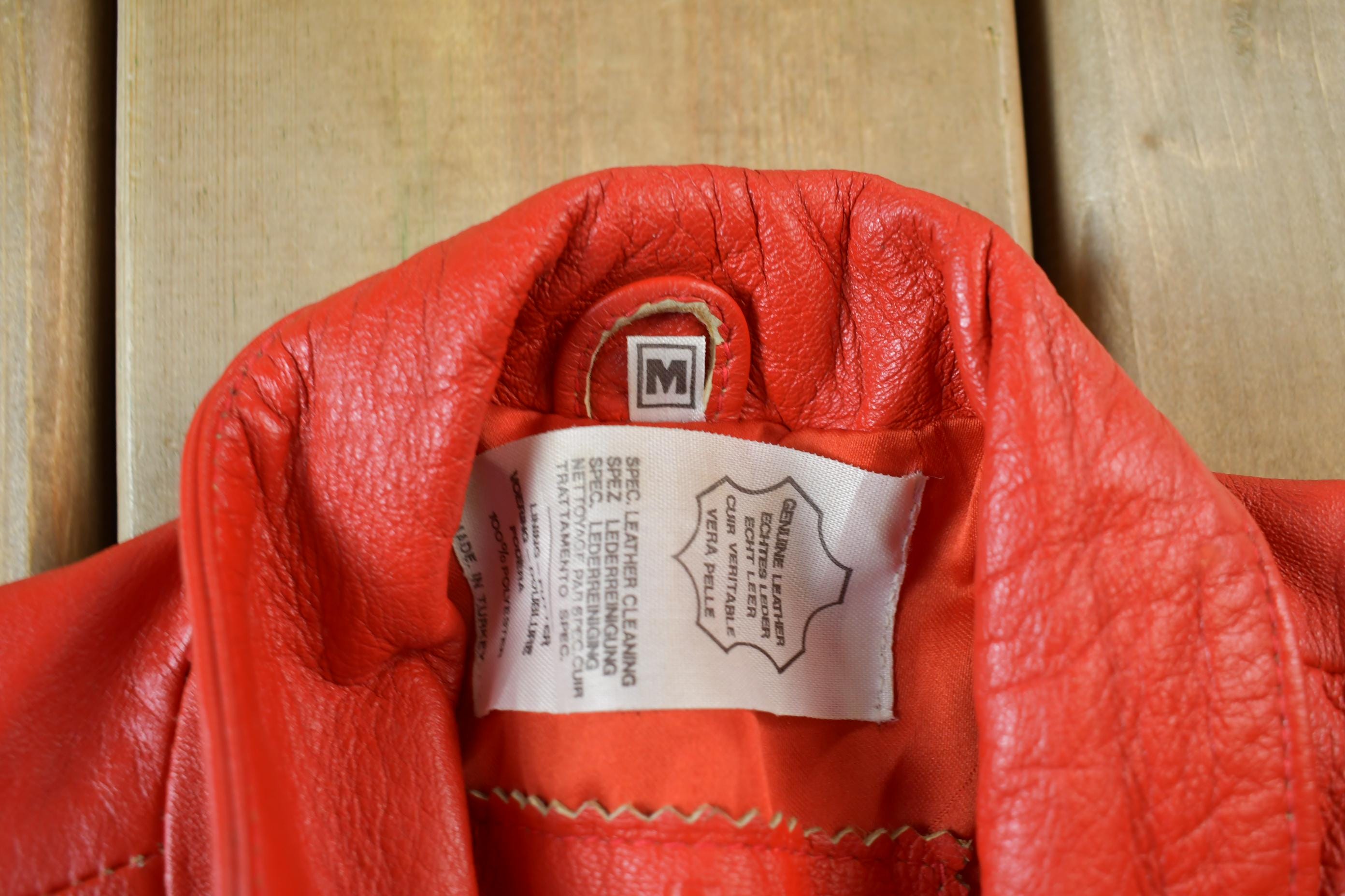 Vintage 1980s Womens Leather Braid Stud Biker Jacket