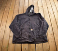 Vintage 1990s Distressed Carhartt Fur Lined Zip Up Hoodie Made In USA Size XL