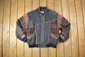 Vintage 1990s Adler Suede Plaid Bomber Jacket