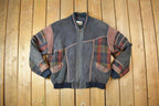 Vintage 1990s Adler Suede Plaid Bomber Jacket