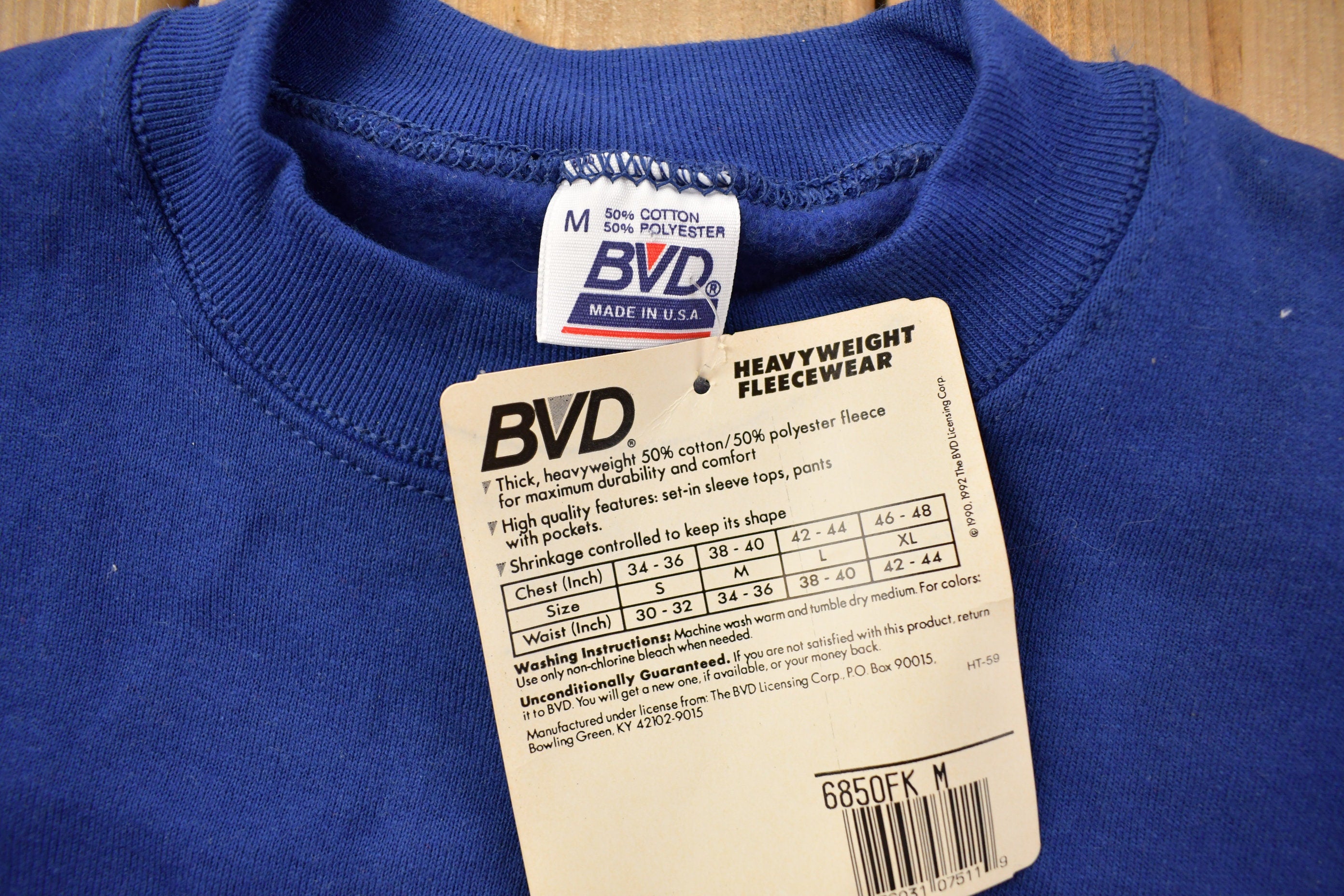 Vintage 1990s Deadstock BVD Blank Crewneck Sweatshirt