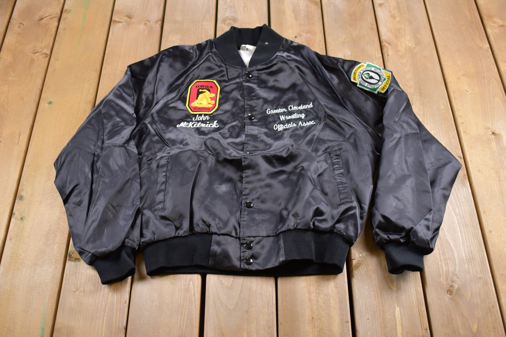 Vintage 1990s Wear Guard OWOA Wrestling Satin Bomber Jacket