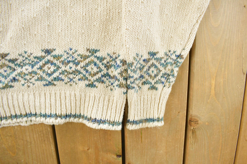 Vintage 1990s Isle of Cotton Aztec Navajo Knit Crewneck Sweater Women's L