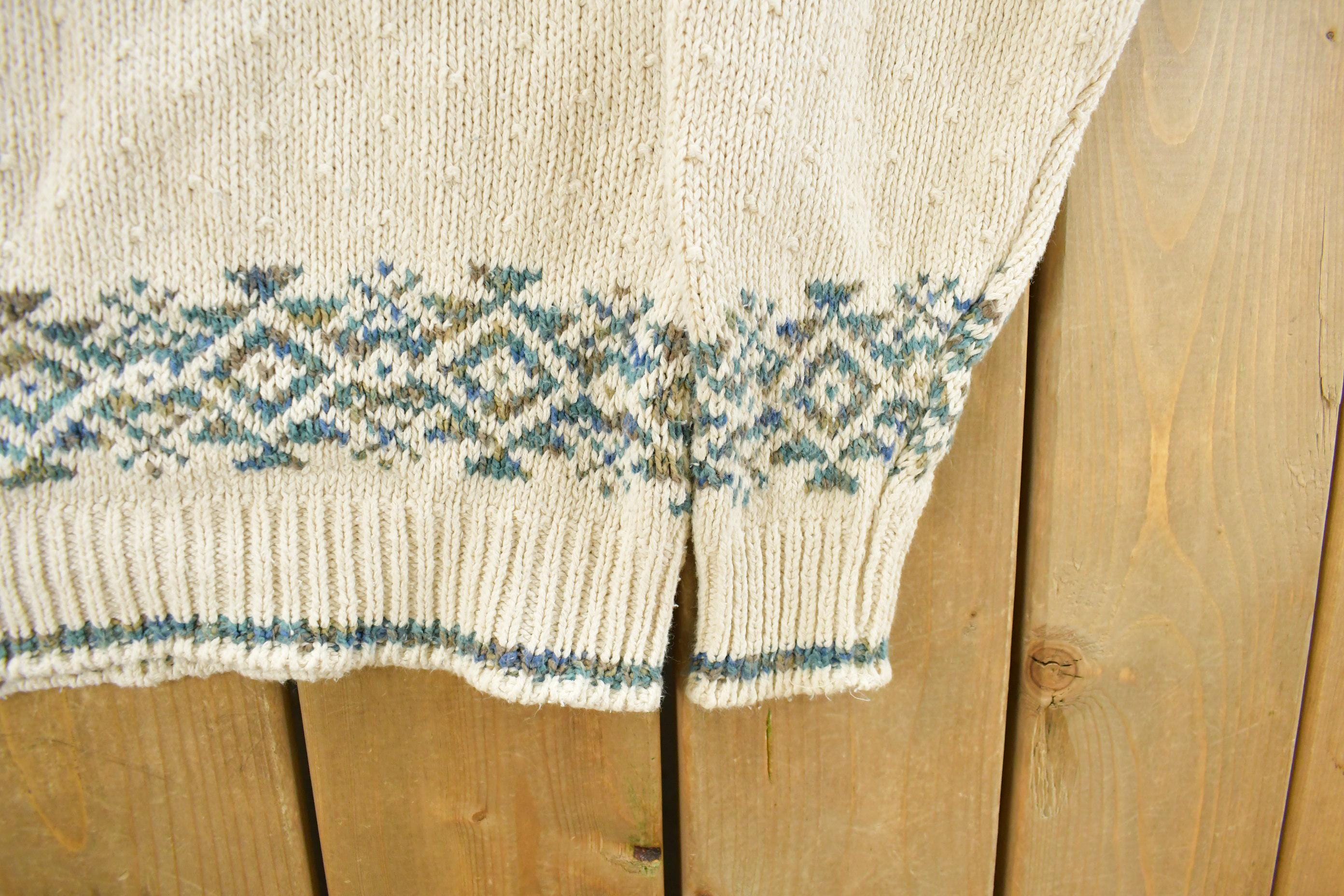 Vintage 1990s Isle of Cotton Aztec Navajo Knit Crewneck Sweater Women's L