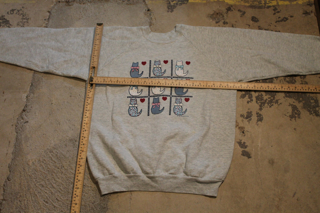 Vintage 1990s Kitty Cat Graphic Crewneck Sweater / Love / Vintage 90s Crewneck Sweater / Kitten / Pullover Sweatshirt / Made In USA / BS1.3