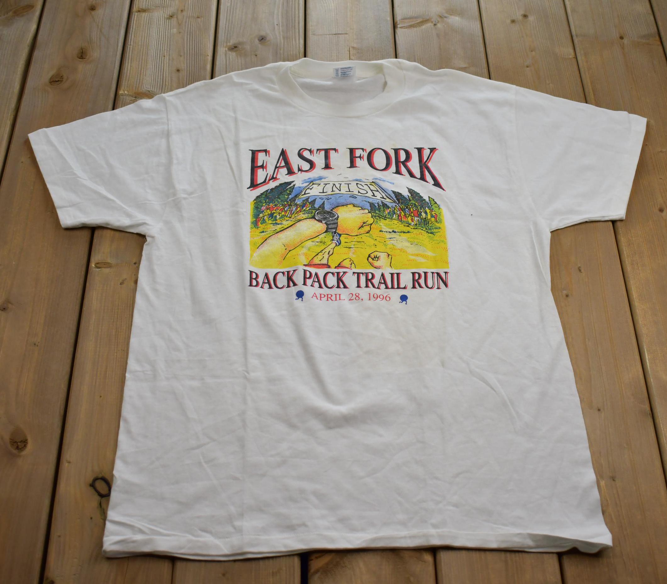 Vintage 1990s East Fork Back Pack Trail Run Graphic T-Shirt