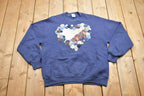 Vintage 1990s Heart Theme 3D Graphic Crewneck Sweater