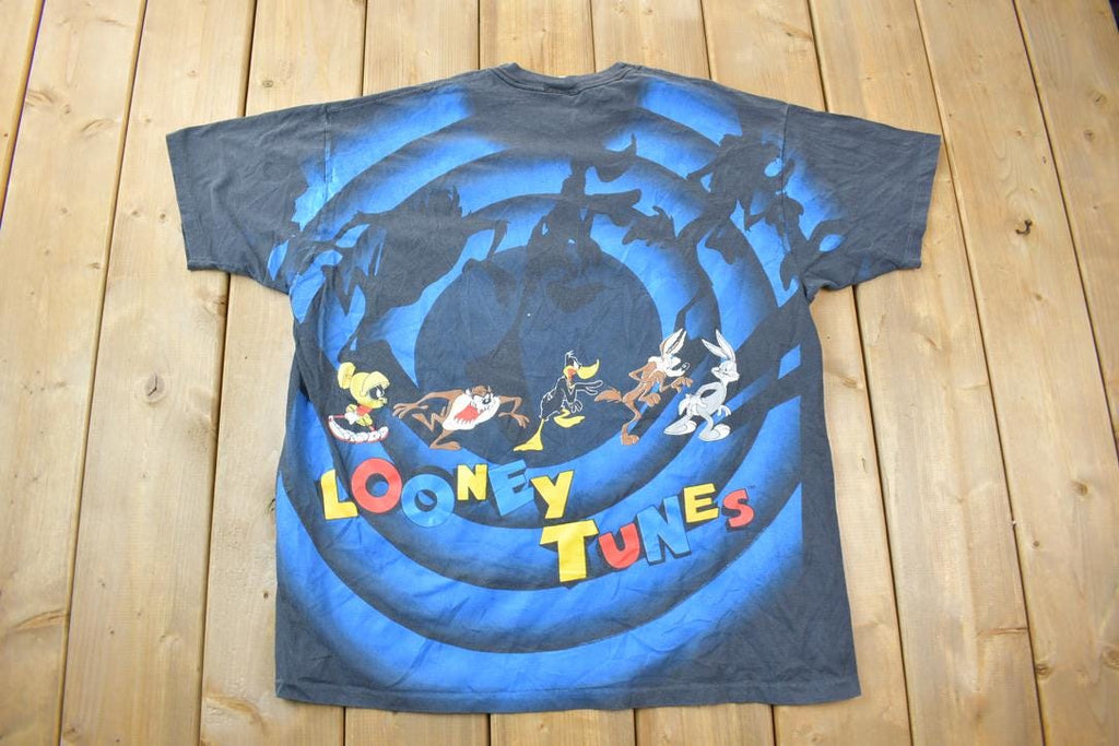 Vintage 1992 Looney Tunes All Over Print Spiral T-Shirt