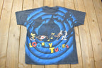 Vintage 1992 Looney Tunes All Over Print Spiral T-Shirt