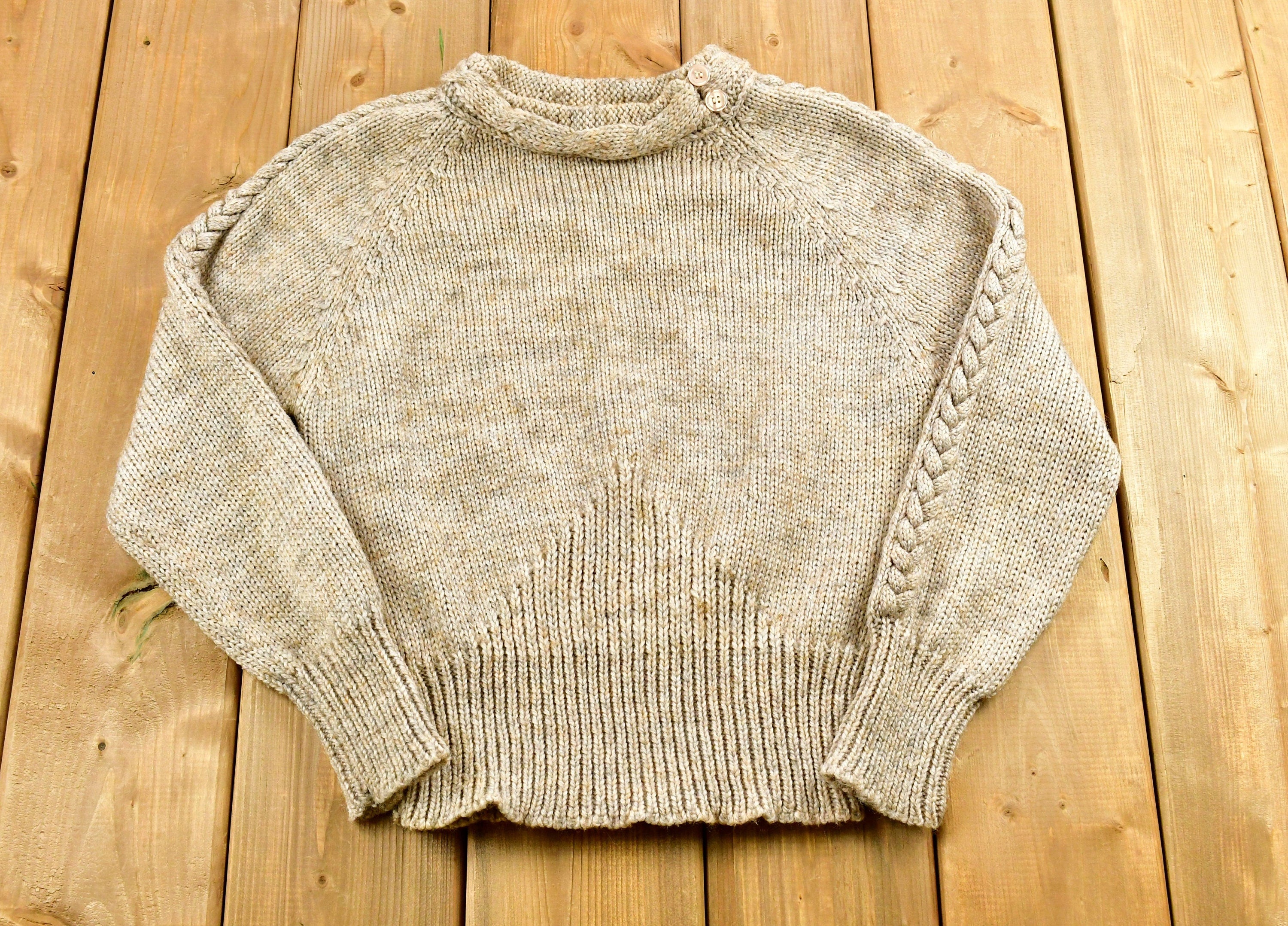 Vintage 1980s Wool Blend Raglan Sleeve Knitted Sweater