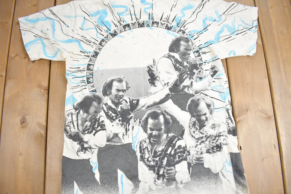Vintage 1990s Neil Diamond All Over Print T-shirt / Band Tee / Single Stitch / Made in France / 90s T-shirt / Music Promo / Premium Vintage