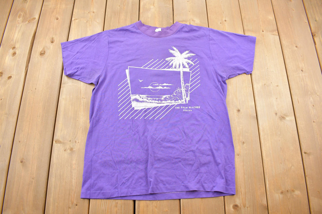 Vintage 1980s Florida The Palm Beaches Graphic Souvenir T Shirt