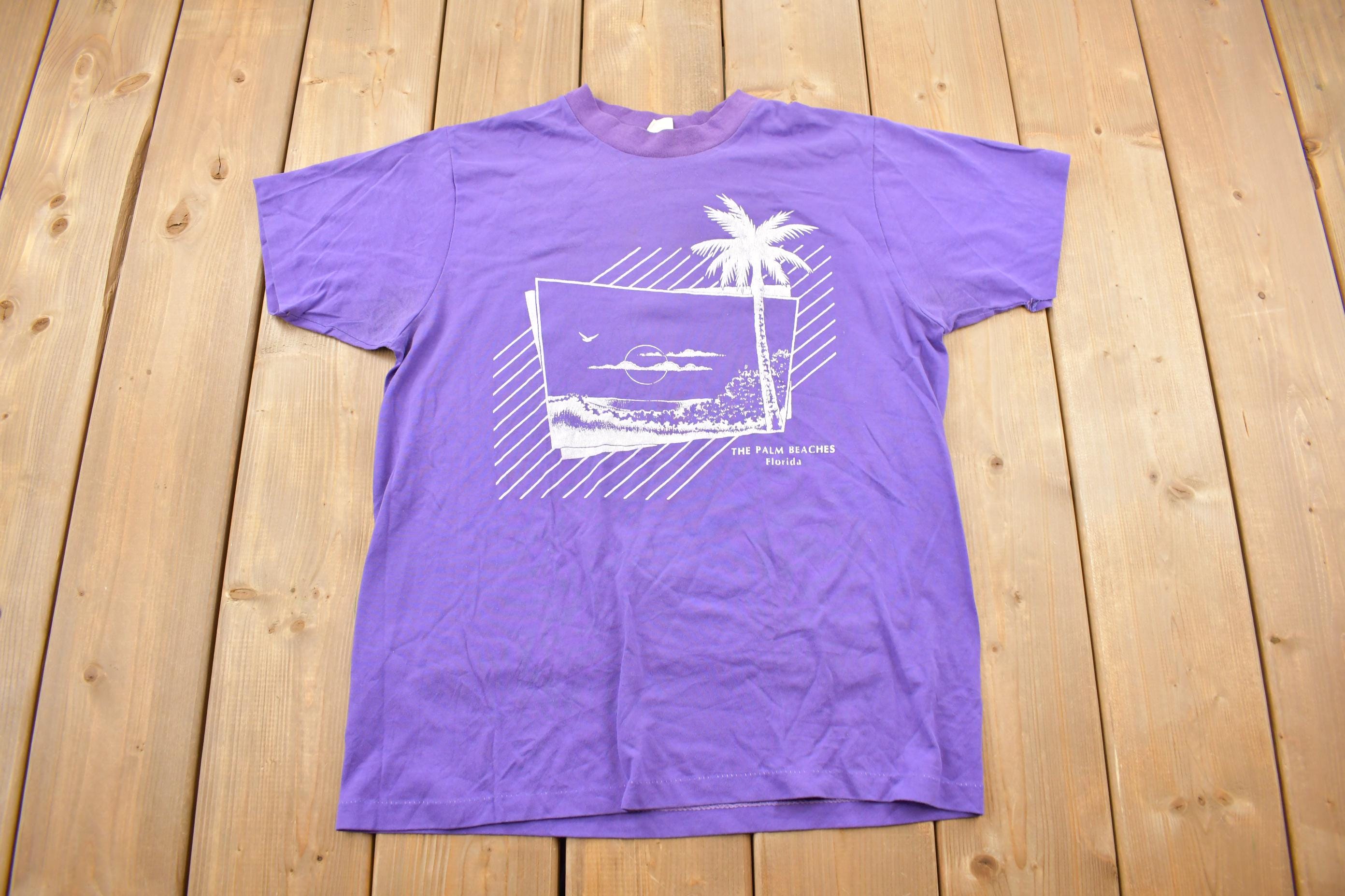 Vintage 1980s Florida The Palm Beaches Graphic Souvenir T Shirt