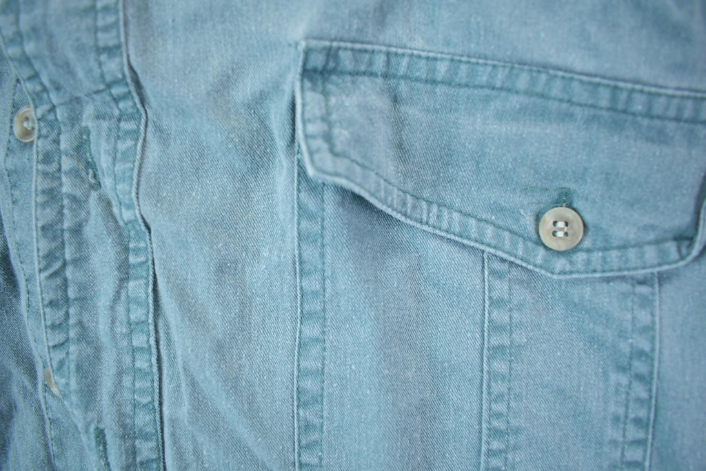 Vintage 1990s Blank Blue Button Up Shirt