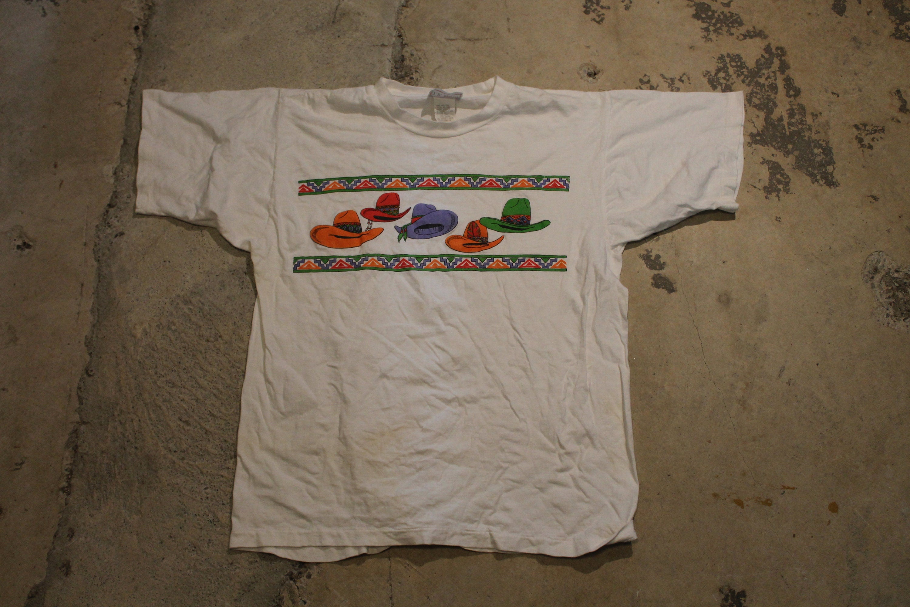 Vintage 1990s Cowboy Hat Western Style T Shirt
