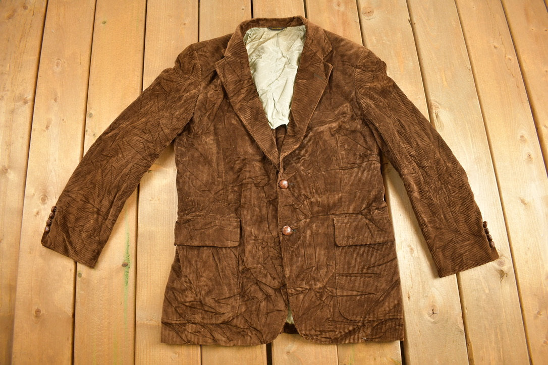 Vintage 1980s Brown Corduroy Blazer Button Up Shirt