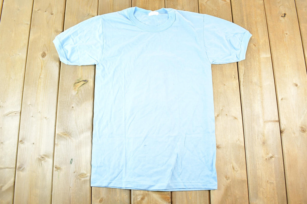 Vintage 1980s Bonne Experience Baby Blue Blank Ringer Sleeve T-Shirt Mens S