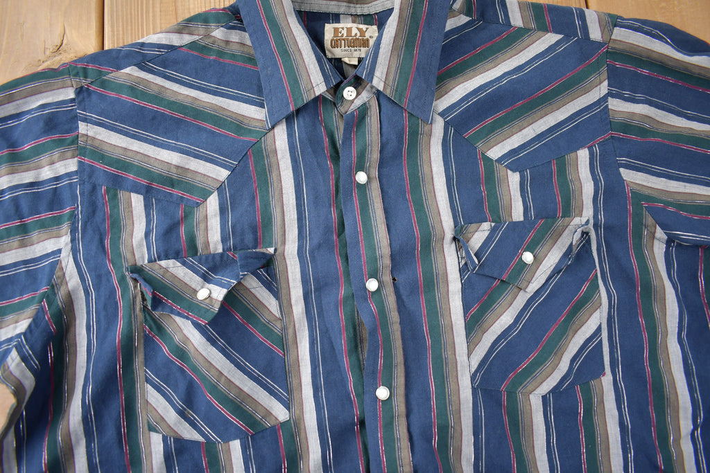 Vintage 1990s Ely Cattleman South Western Style Button Up Rodeo Shirt Size L