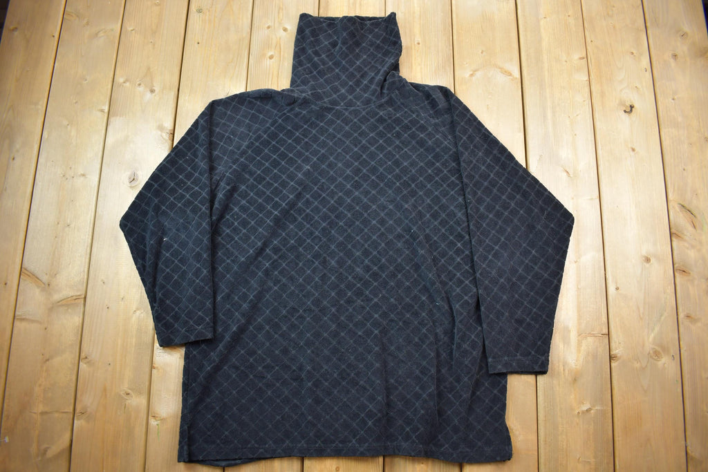 Vintage 1990s Black Turtle Neck Sweatshirt /