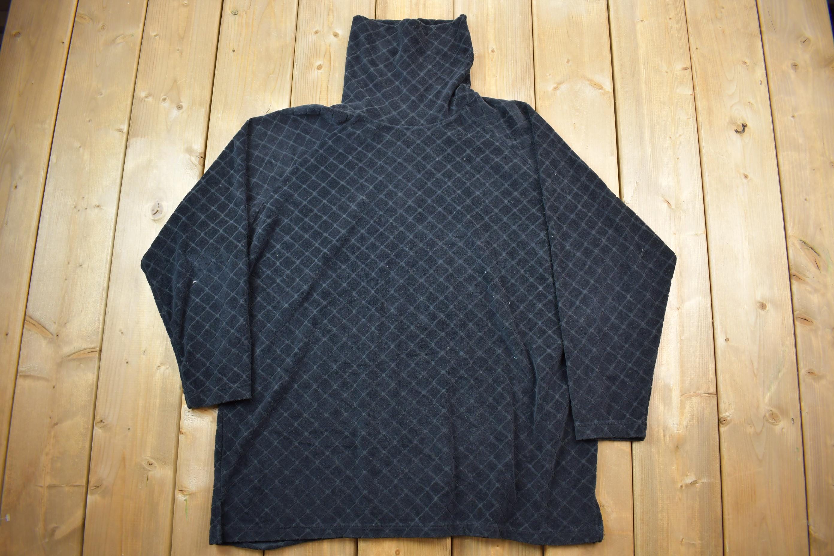 Vintage 1990s Black Turtle Neck Sweatshirt /