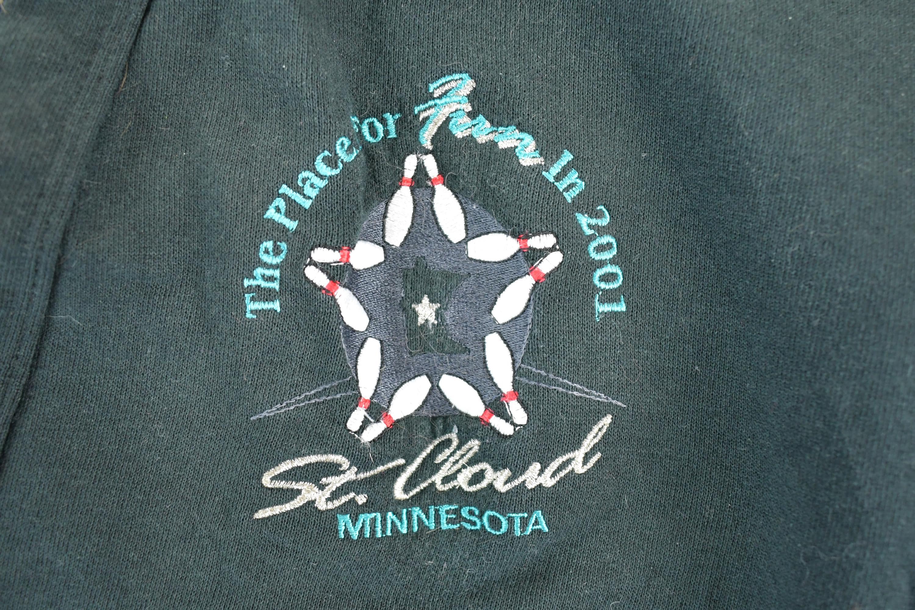 Vintage 2001 St Cloud Minnesota Bowling Cardigan Sweatshirt Mens L