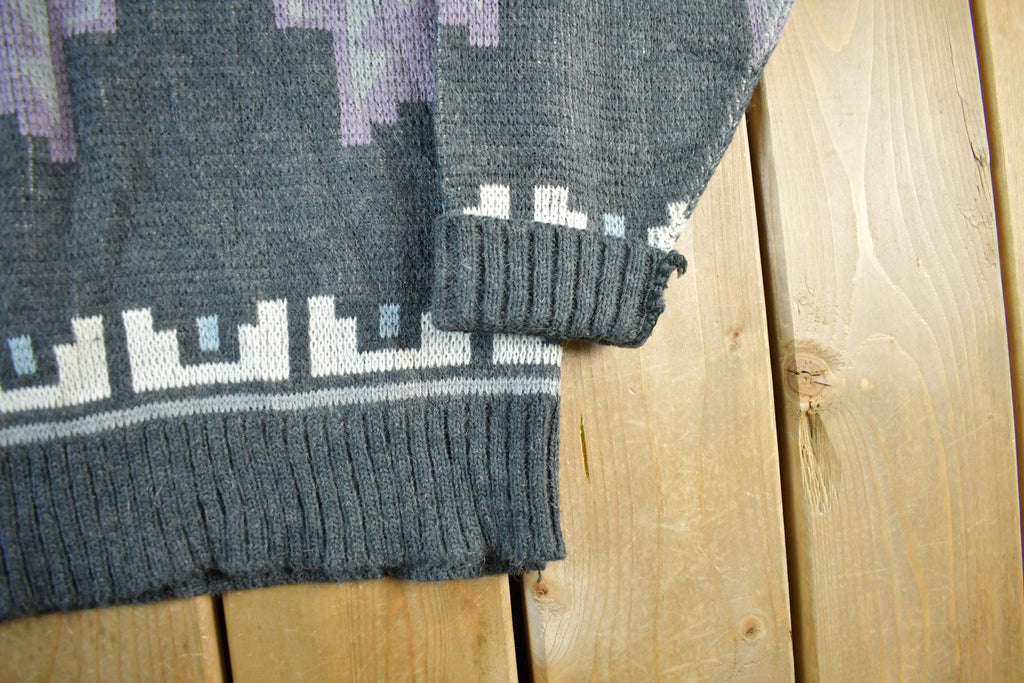 Vintage 1990s Michael Gerald Abstract Knit Sweater Men's Medium / Vintage 90s Crewneck / Pattern Sweater / Pullover Sweatshirt
