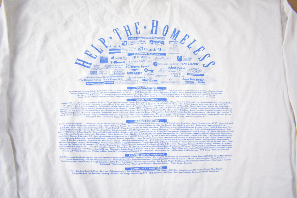 Vintage 1999 Help The Homeless Walkathon Souvenir Travel Long T Shirt Made In USA
