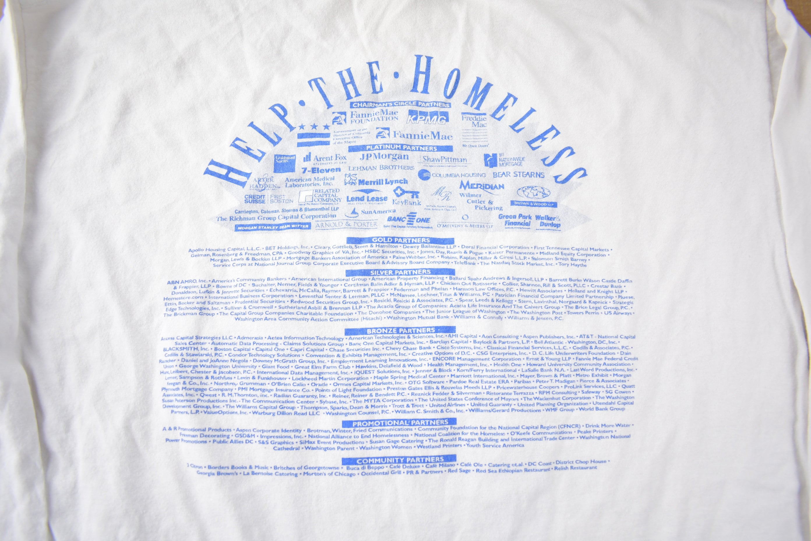 Vintage 1999 Help The Homeless Walkathon Souvenir Travel Long T Shirt Made In USA