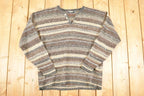 Vintage 1990s Maurices Mens Quarter Button Striped Knit Sweater Men's L