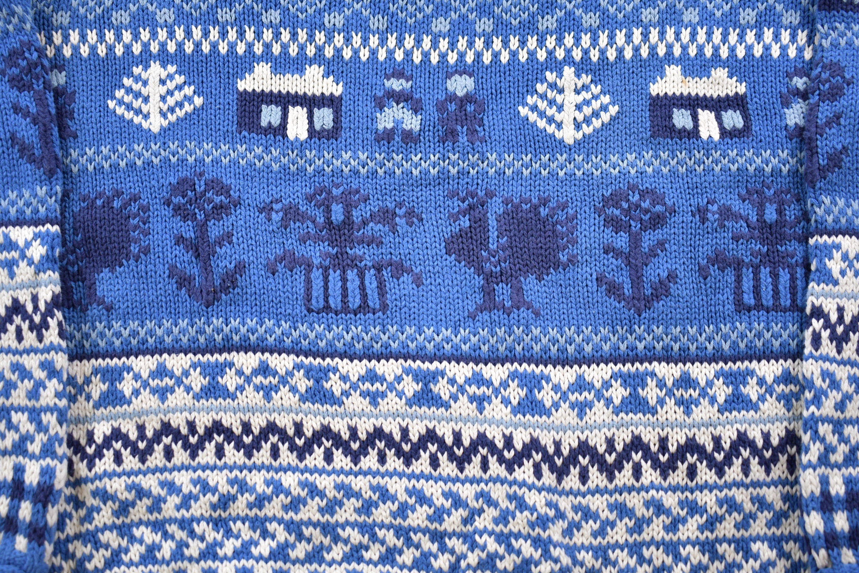 Vintage 1990s Eddie Bauer All Over Print Knitted Sweater