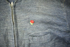 Vintage 1930s Embroidered Rose Full Zip Sweatshirt