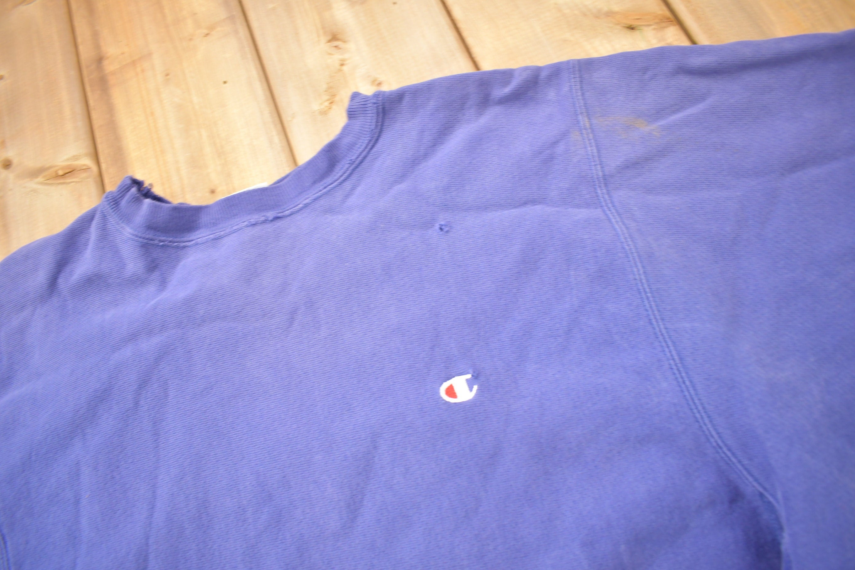 Vintage 1990s Blank Blue Champion Reverse Weave Crewneck