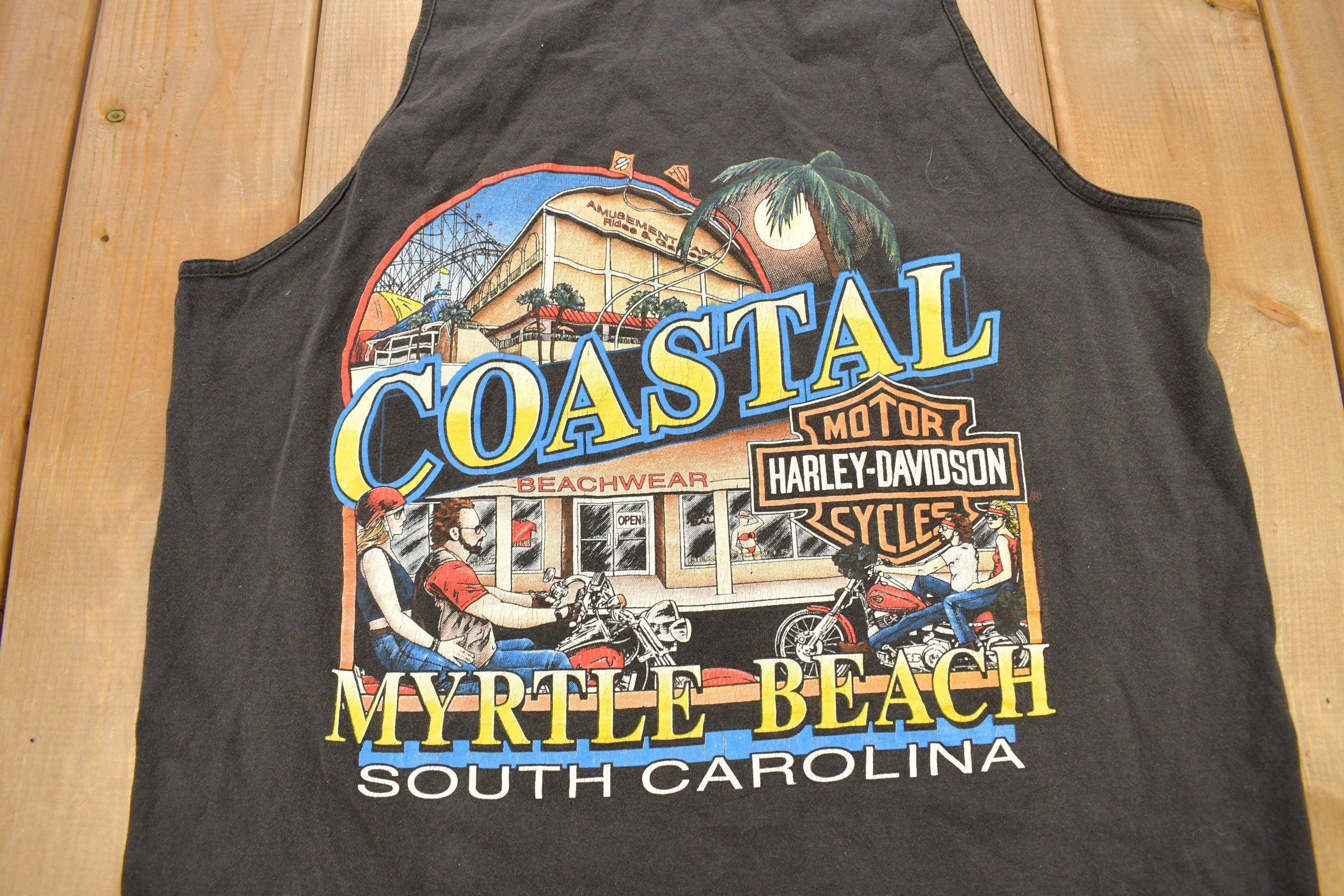 Vintage 1992 Coastal Harley Davidson Myrtle Beach South Carolina Graphic Tank Top