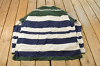 Vintage 1990s Nautica Striped Rugby Long Sleeve Polo Shirt Men's XL / Sailing Nautical / Athleisure / Streetwear / Preppy / Streetstyle