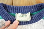Vintage 1990s LL Bean Knit Striped Crewneck Sweater Made In USA