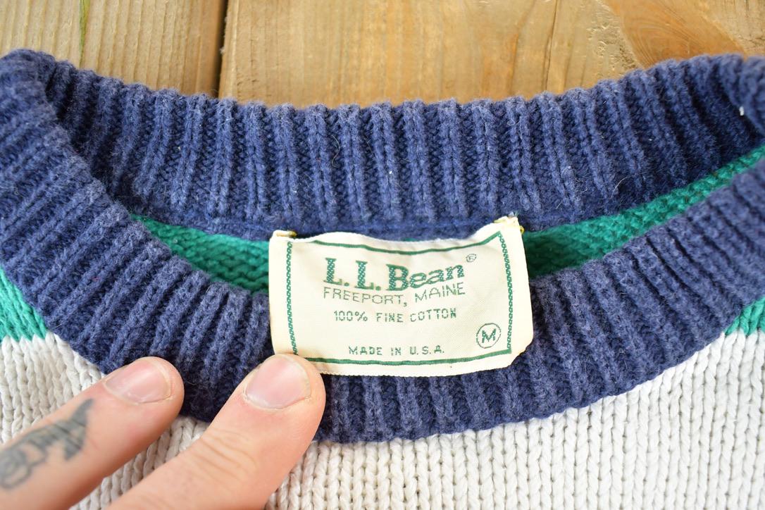 Vintage 1990s LL Bean Knit Striped Crewneck Sweater Made In USA