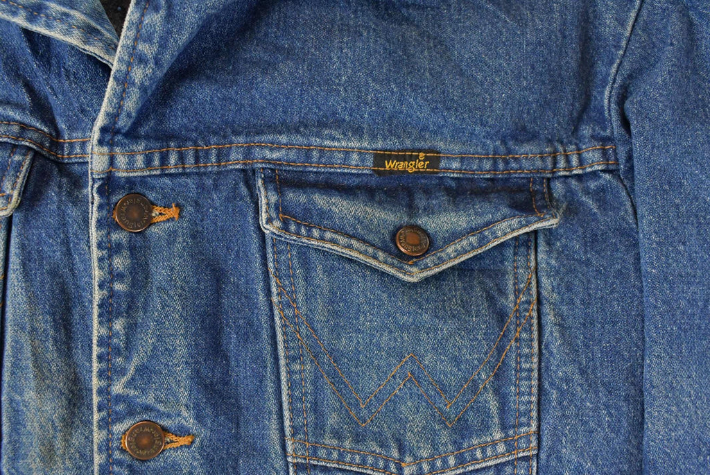 Vintage 1980s Wrangler Western Wear Blanket Lined Denim Jean Jacket Men's M