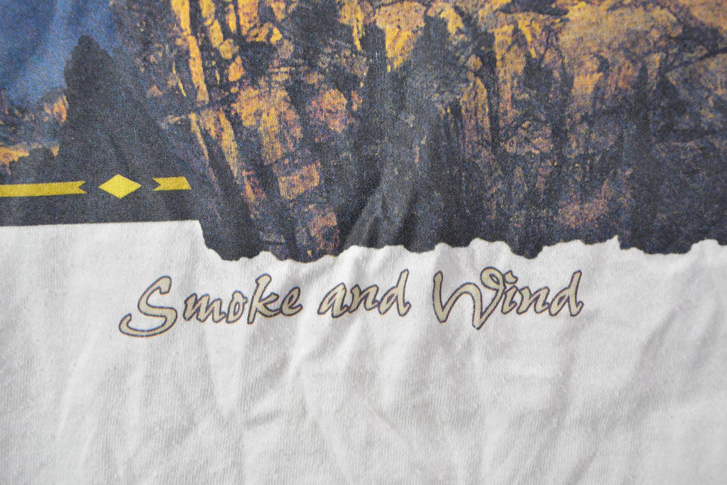 Vintage 1990s Smoke And Nature Wind Theme Graphic T-Shirt