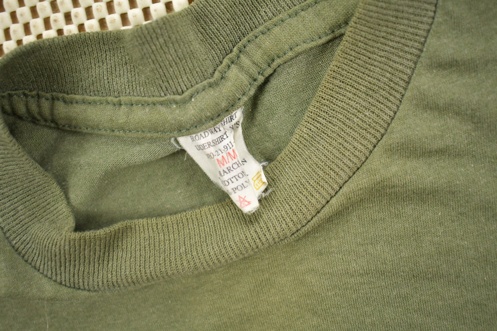 Vintage 1980s Blank Olive Green T Shirt