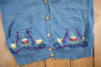 Vintage 1993 Susan Bristol Floral Embroidered Knit Cardigan