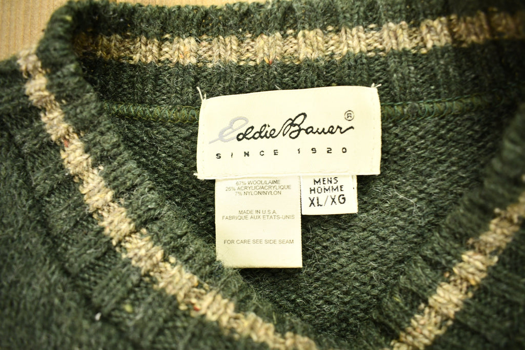 Vintage 1990s Eddie Bauer Abstract Wool Knit Crewneck Sweater