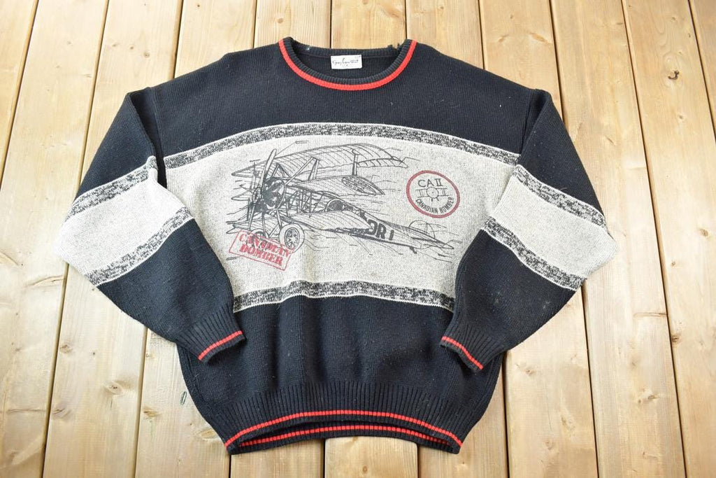 Vintage 1990s Canadian Bomber Knit Crewneck Sweater