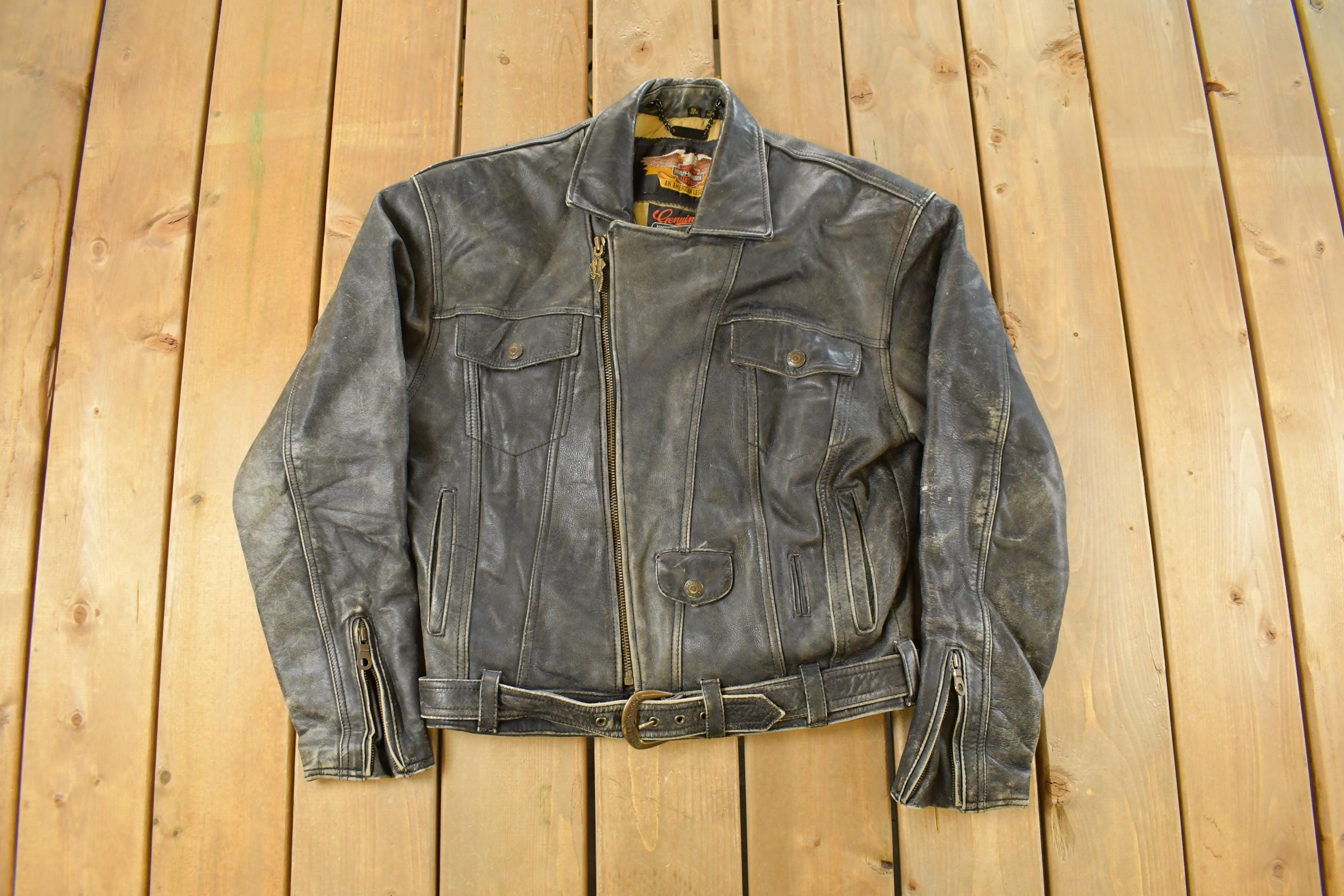 Vintage 1990s Harley Davidson Leather Biker Jacket Men's Small