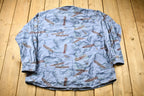 Vintage 1990s Canoe Graphic All Over Print Button Up Shirt