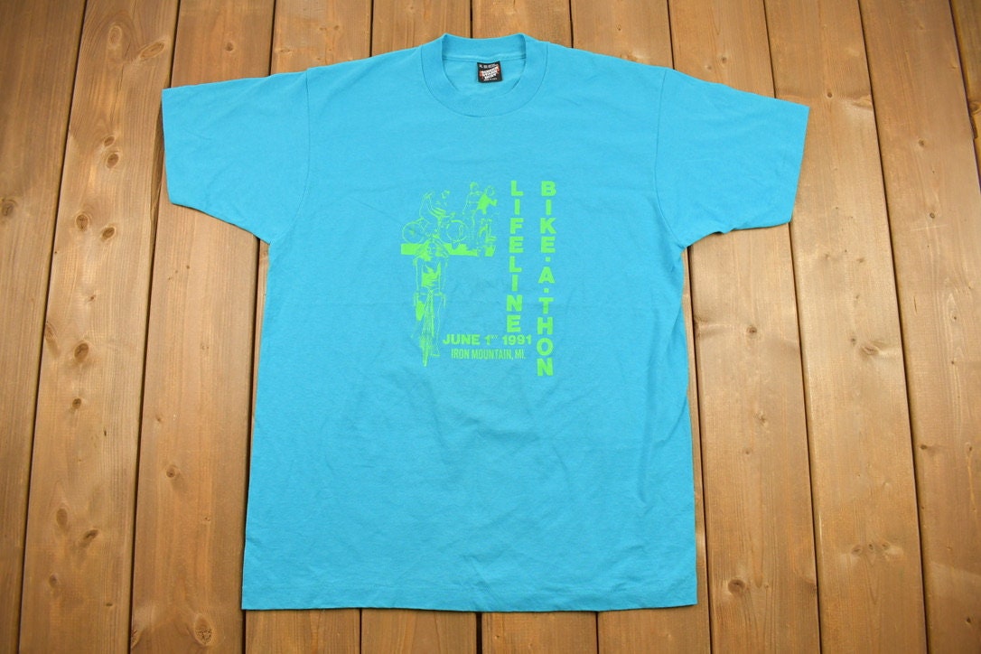 Vintage 1991 Graphic Cycling Bike a Thon T Shirt