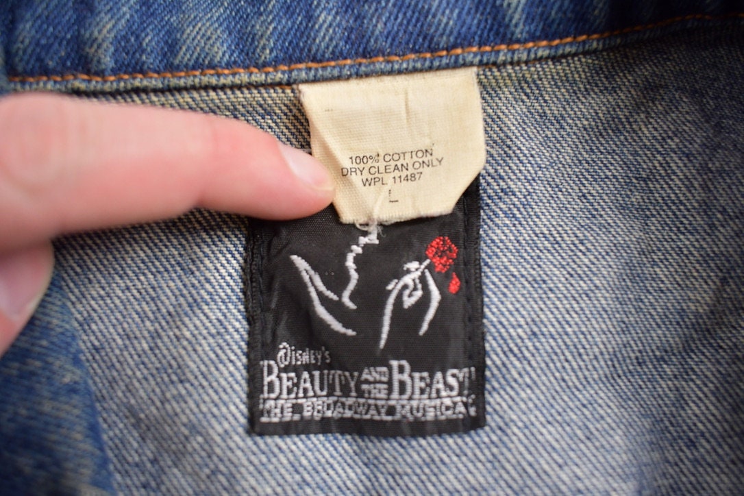 Vintage 1990s Disney Beauty And The Beast Broadway Musical Denim Jean Jacket