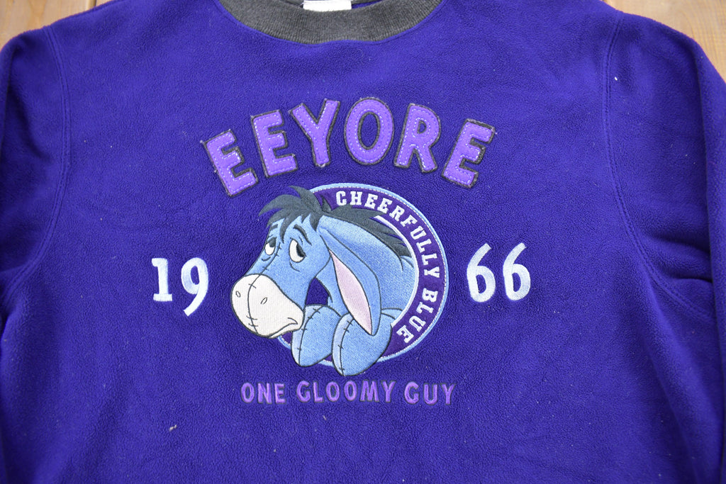 Vintage 1990s Disney Eeyore Winnie The Pooh Fleece Crewneck  Vintage Sweatshirt  Vintage Disney  Embroidered