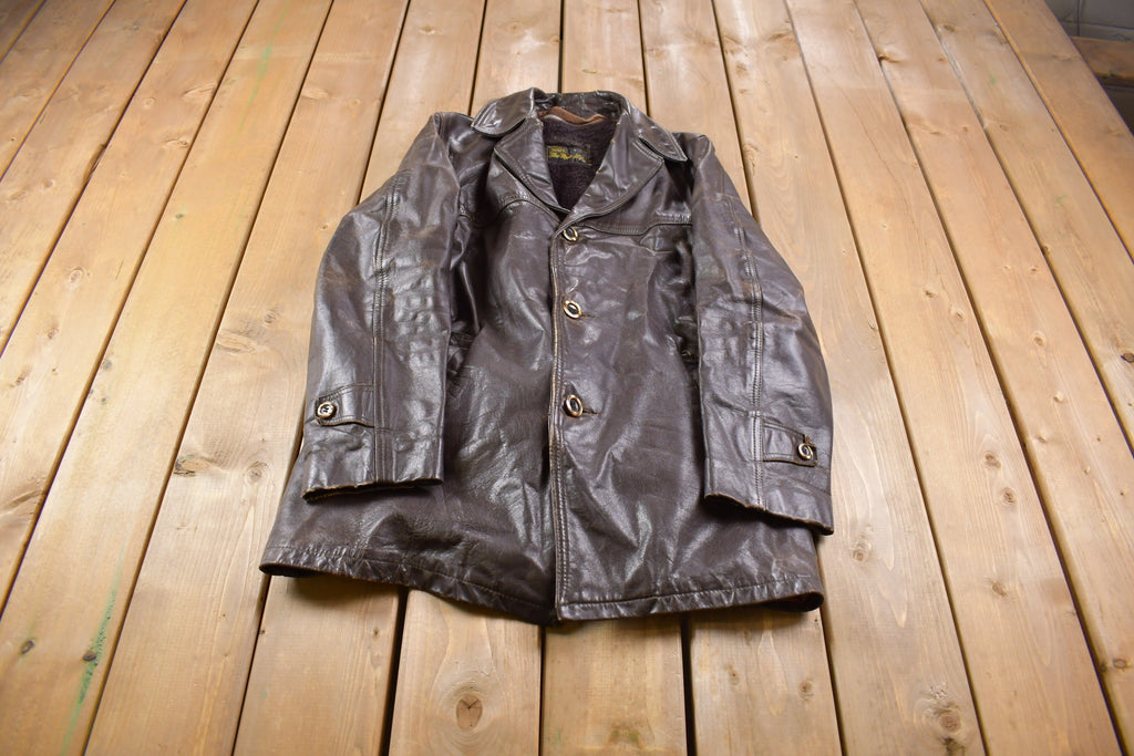 Vintage 1970s Sears The Mens Store Fur Lined Leather Jacket